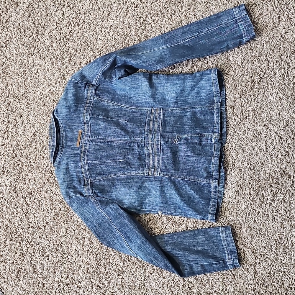 DKNY Jeans Denim Jacket Two Button Blazer Large Blue - Picture 5 of 8